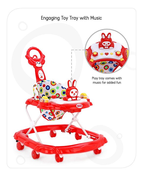 Babyhug Walker Bear Face - Red (Seat Print & Color May Vary)