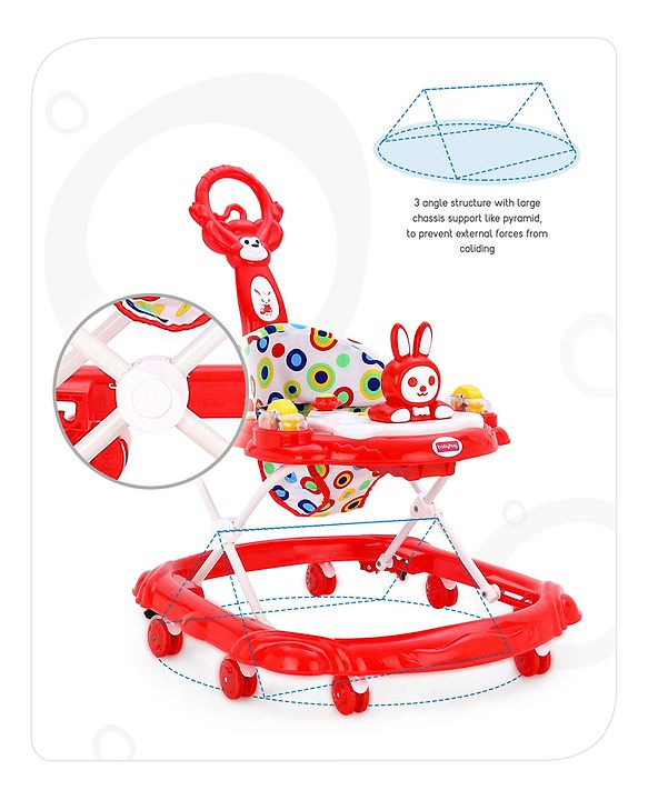 Babyhug Walker Bear Face - Red (Seat Print & Color May Vary)