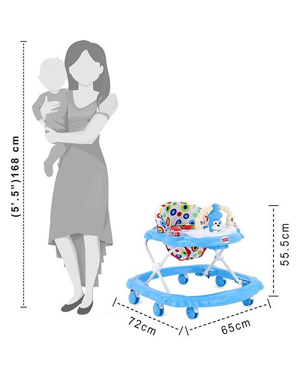 Babyhug Walker Monkey Face - Blue (Seat Print & Color May Vary)