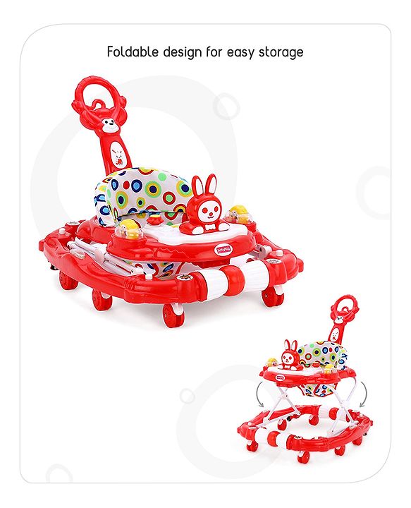 Babyhug Rabit Walker cum Rocker With Parental Push Handle - Red (Seat Print & Color May Vary)