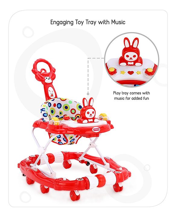 Babyhug Rabit Walker cum Rocker With Parental Push Handle - Red (Seat Print & Color May Vary)