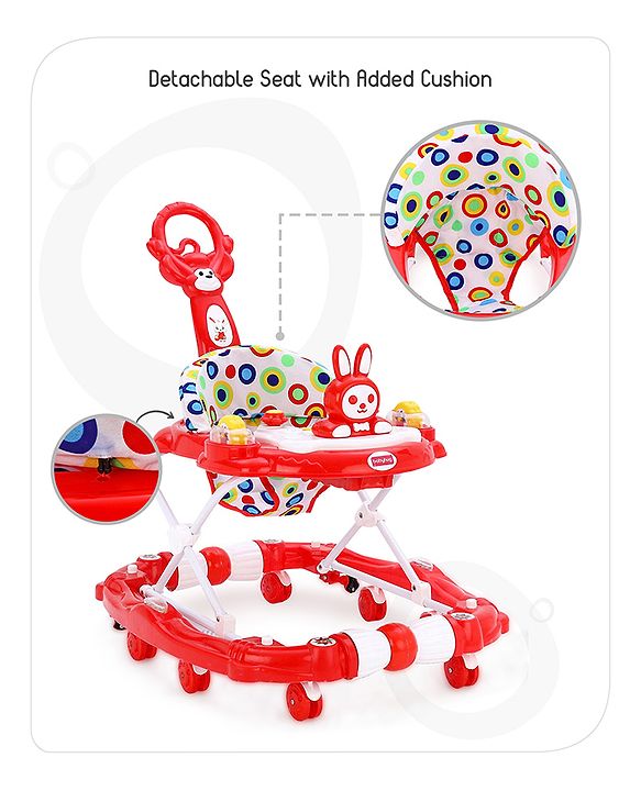Babyhug Rabit Walker cum Rocker With Parental Push Handle - Red (Seat Print & Color May Vary)