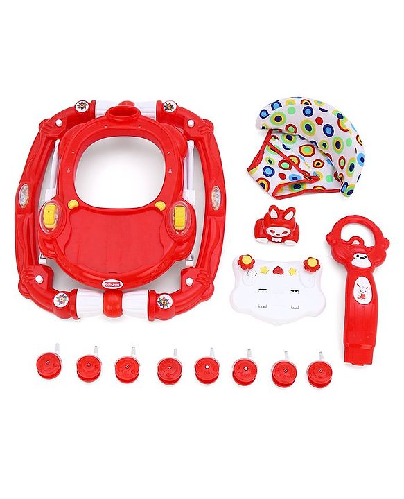 Babyhug Rabit Walker cum Rocker With Parental Push Handle - Red (Seat Print & Color May Vary)