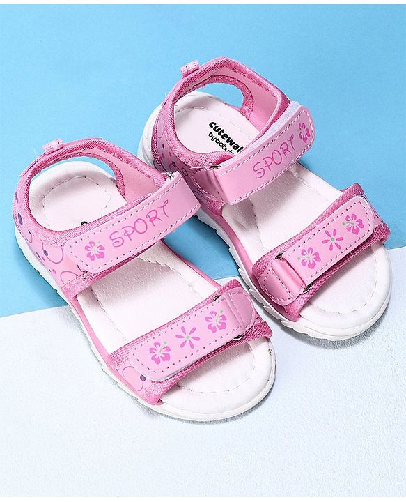 Cute Walk by Babyhug Sandals Floral Print - Pink Purple
