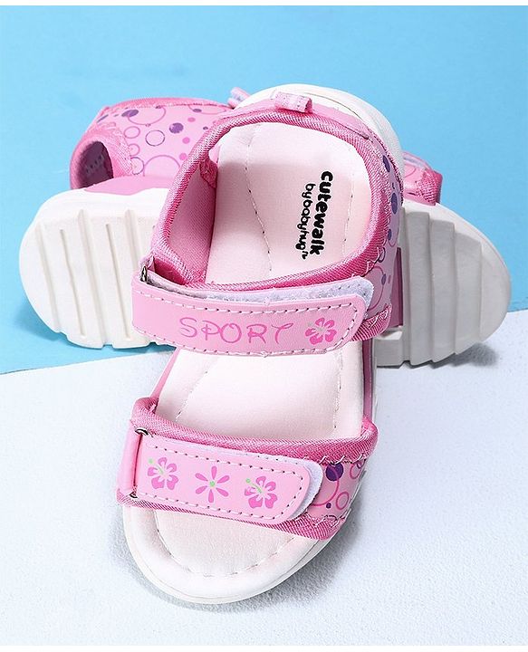 Cute Walk by Babyhug Sandals Floral Print - Pink Purple