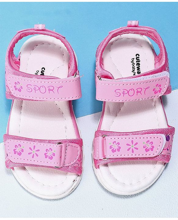 Cute Walk by Babyhug Sandals Floral Print - Pink Purple