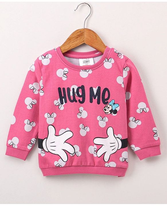 Babyhug Full Sleeves Sweatshirt Minnie Mouse Print - Pink