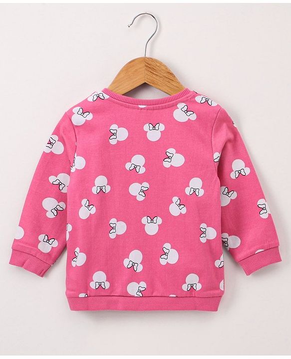 Babyhug Full Sleeves Sweatshirt Minnie Mouse Print - Pink