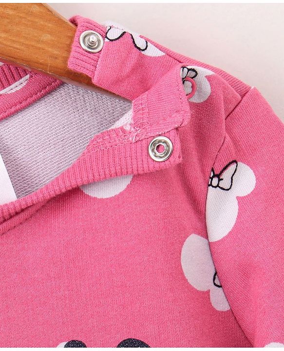 Babyhug Full Sleeves Sweatshirt Minnie Mouse Print - Pink
