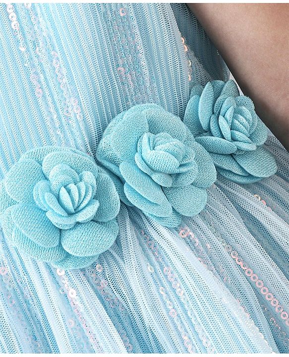 Babyhug Sleeveless Knee Length Textured Frock - Blue