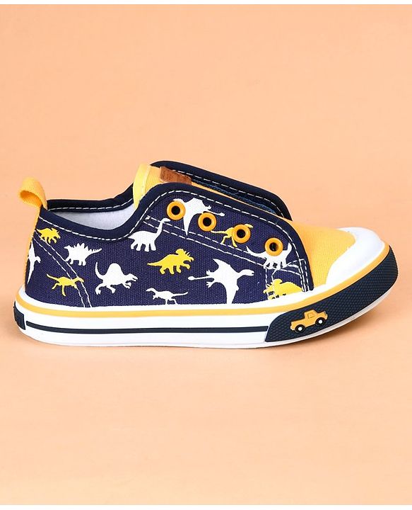 Cute Walk by Babyhug Casual Shoes Dino Print - Yellow Navy