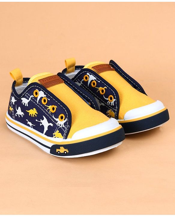 Cute Walk by Babyhug Casual Shoes Dino Print - Yellow Navy