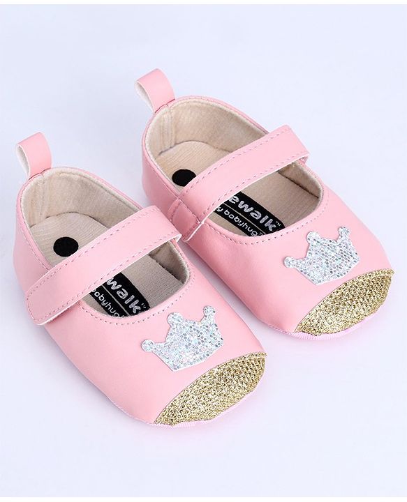 Cute Walk by Babyhug Booties Sequin Crown Patch - Pink