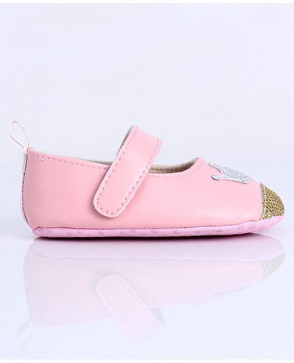 Cute Walk by Babyhug Booties Sequin Crown Patch - Pink