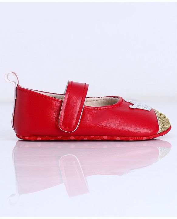 Cute Walk by Babyhug Booties Sequin Crown Patch - Red