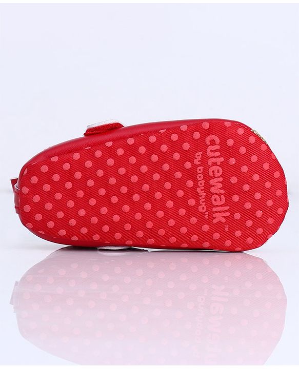 Cute Walk by Babyhug Booties Sequin Crown Patch - Red