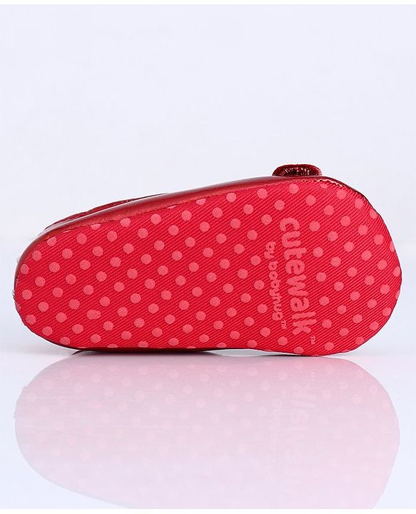 Cute Walk by Babyhug Party Wear Booties Floral Appliques - Red