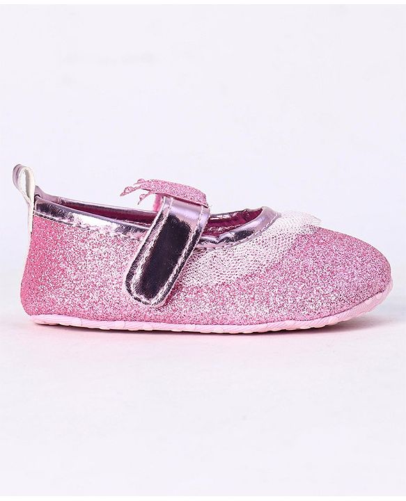 Cute Walk by Babyhug Party Wear Booties Crown Patch - Pink
