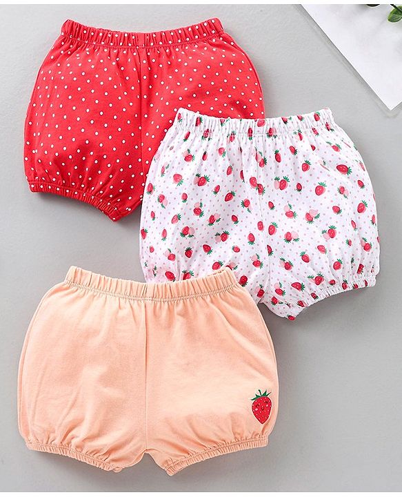 Babyhug Cotton Bloomers Polka Dot & Printed Pack of 3 - Multicolour