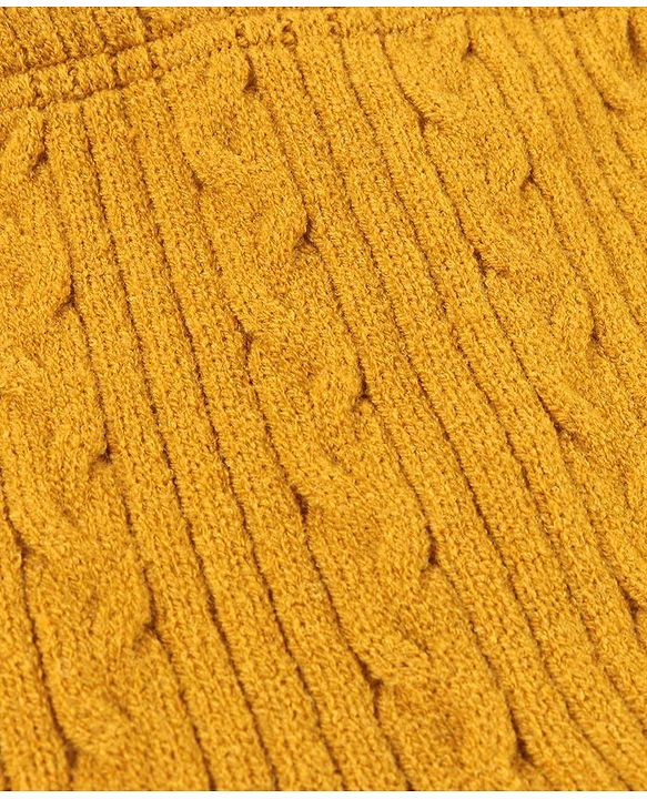 Babyhug Bootie Cable Knitted Leggings - Yellow