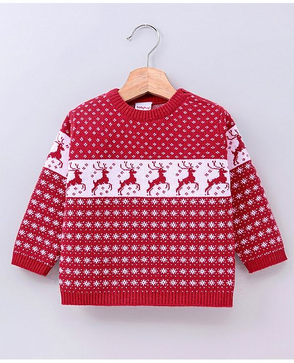 Babyhug 100% Organic Cotton Pullover Sweater - Red