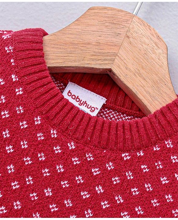 Babyhug 100% Organic Cotton Pullover Sweater - Red