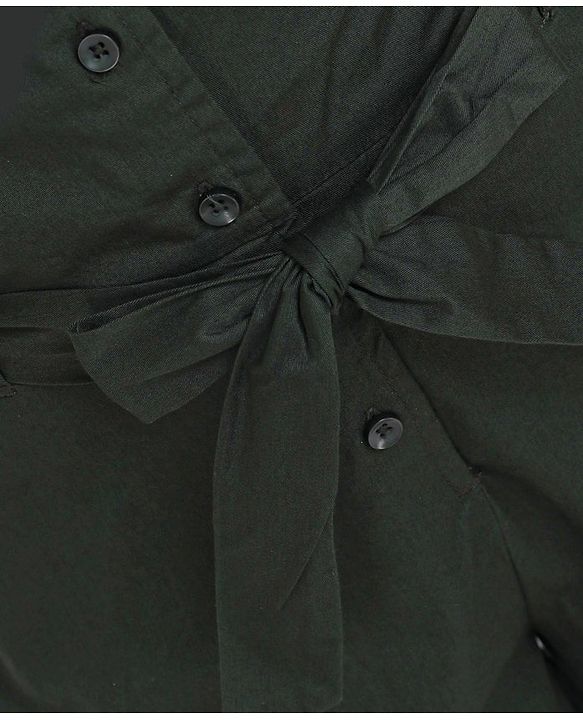 Pine Kids Ruffle Sleevesless Softner Wash Jumpsuit Solid Color - Green