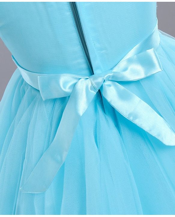 Babyhug Sleeveless Frock Floral Embroidered - Blue