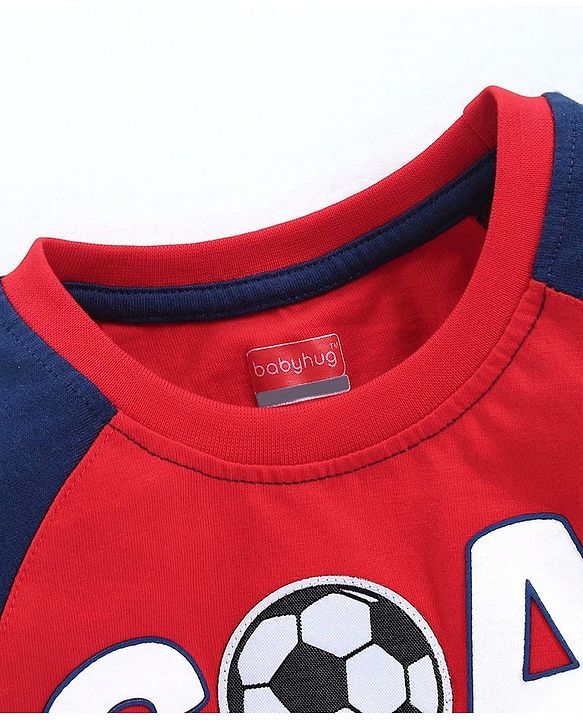 Babyhug Full Sleeves Tee Goal Getter Print - Red