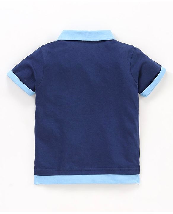 Babyhug Half Sleeves Tee Basket Ball Print - Blue