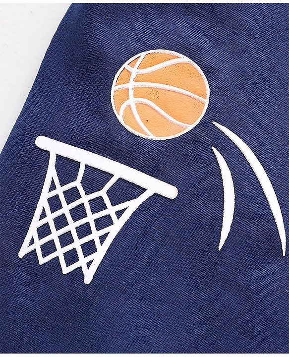 Babyhug Half Sleeves Tee Basket Ball Print - Blue