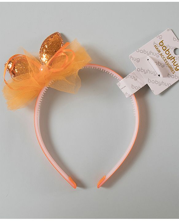 Babyhug Hair Band Bow Applique - Orange