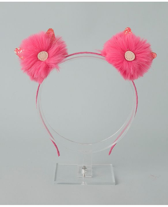 Babyhug Hair Band Furry Applique - Dark Pink
