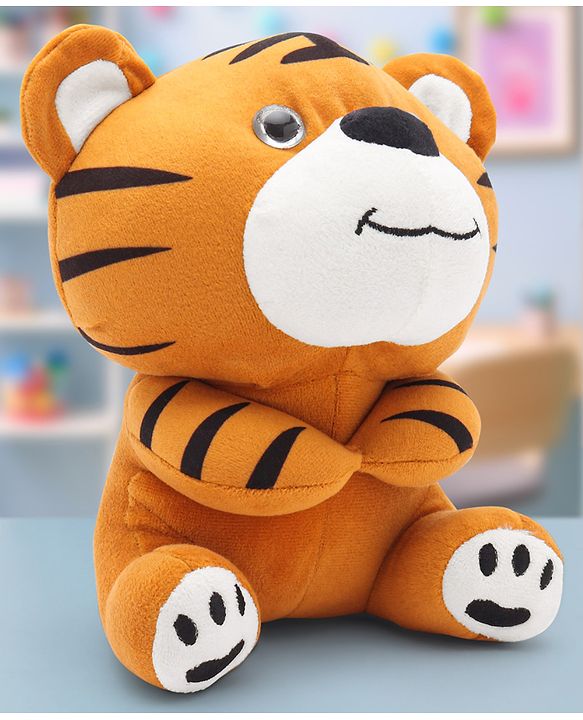 Babyhug Baby Tiger Soft Toy for Kids|Huggable Cuddle Buddy|Encourages Imagination, Sensory & Emotional Development|Lightweight Travel Companion|BIS Certified|Height-21cm|Brown
