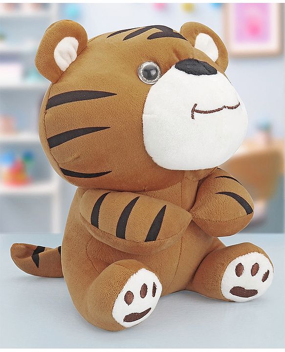 Babyhug Baby Tiger Soft Toy for Kids|Huggable Cuddle Buddy|Encourages Imagination, Sensory & Emotional Development|Lightweight Travel Companion|BIS Certified|Height-21cm|Brown