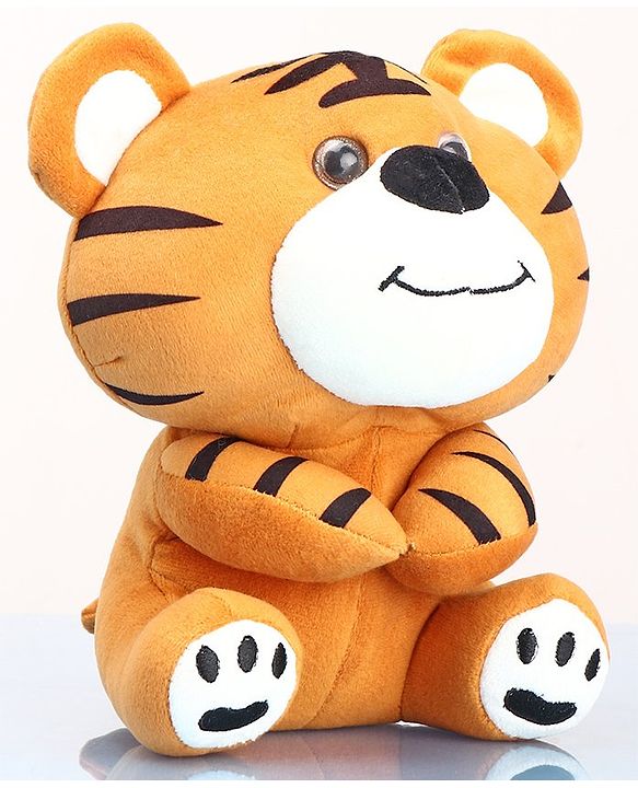 Babyhug Baby Tiger Soft Toy for Kids|Huggable Cuddle Buddy|Encourages Imagination, Sensory & Emotional Development|Lightweight Travel Companion|BIS Certified|Height-21cm|Brown