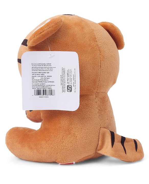 Babyhug Baby Tiger Soft Toy for Kids|Huggable Cuddle Buddy|Encourages Imagination, Sensory & Emotional Development|Lightweight Travel Companion|BIS Certified|Height-21cm|Brown