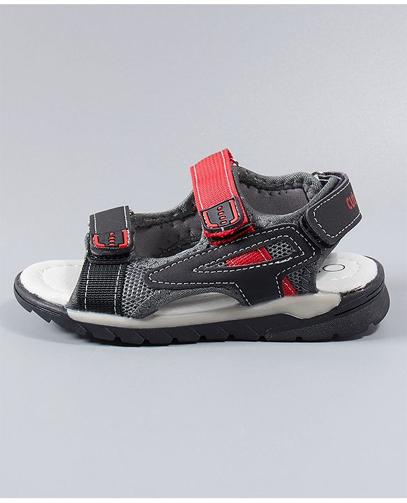 Cute Walk by Babyhug Sandals With Triple Velcro Closure - Black Red