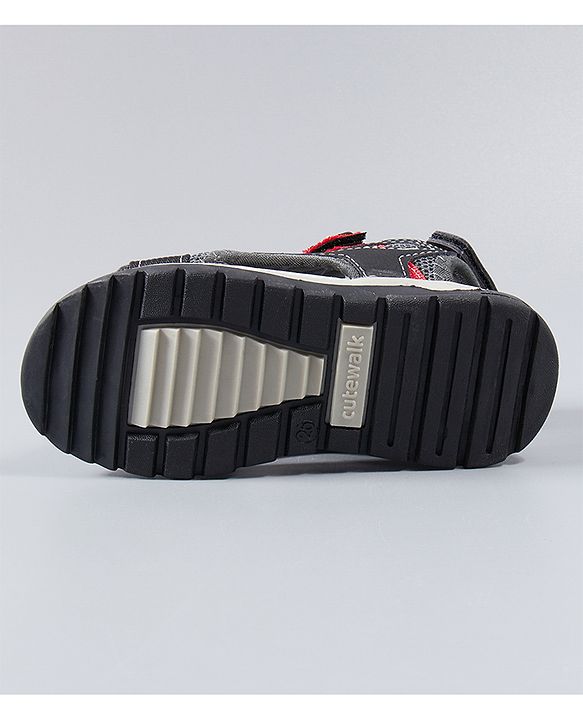 Cute Walk by Babyhug Sandals With Triple Velcro Closure - Black Red