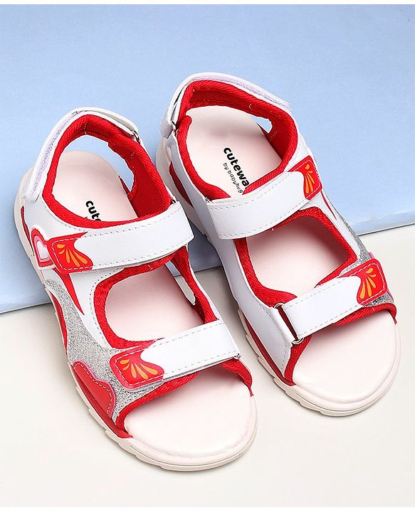 Cute Walk by Babyhug Sandals - Red White