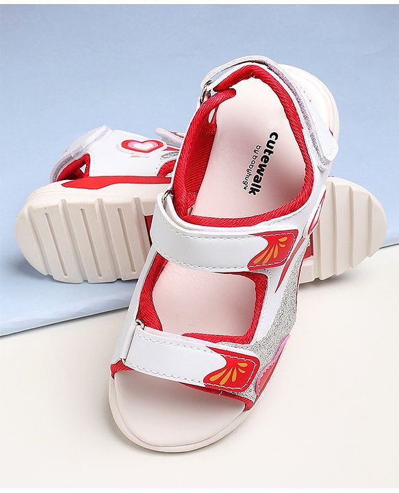 Cute Walk by Babyhug Sandals - Red White