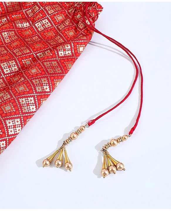 Babyhug Sleeveless Choli Lehenga Set with Dupatta Embroidered with Border Lace - Red