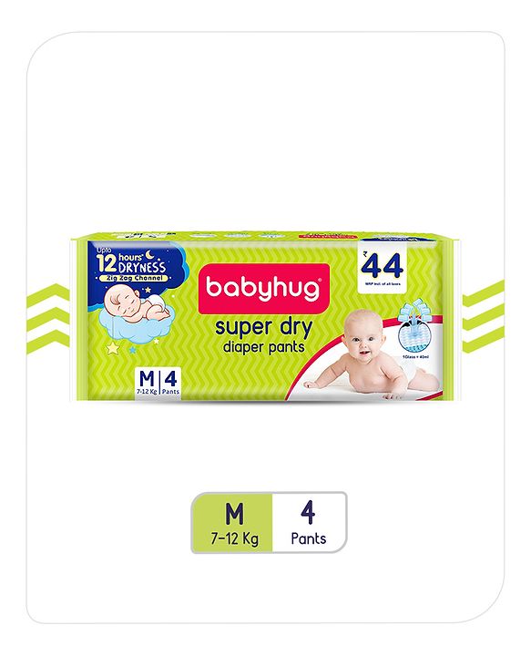 Babyhug Super Dry Pant Style Diaper Small (S) Size - 4 Pieces