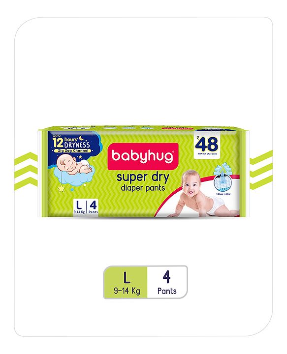 Babyhug Super Dry Pant Style Diaper Small (S) Size - 4 Pieces