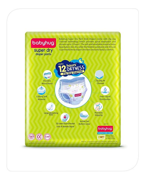 Babyhug Super Dry Pant Style Diaper Large (L) Size - 8 Pieces