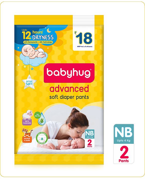 Babyhug Advanced Pant Style Diapers New Born (NB) Size - 2 Pieces