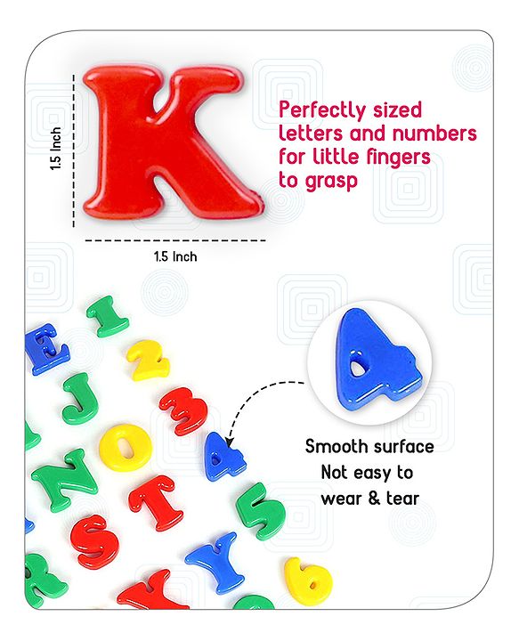 Babyhug Junior 2 in 1 Magnetic Letters and Numbers Learning & Writing Board with Duster & Chalk 36 pieces- Multicolour