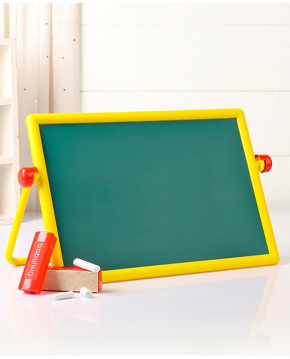 Babyhug Junior 2 in 1 Magnetic Letters and Numbers Learning & Writing Board with Duster & Chalk 36 pieces- Multicolour