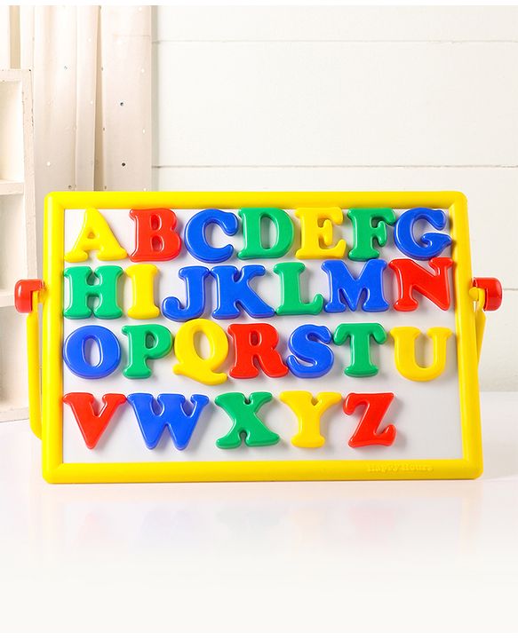 Babyhug Junior 2 in 1 Magnetic Letters and Numbers Learning & Writing Board with Duster & Chalk 36 pieces- Multicolour