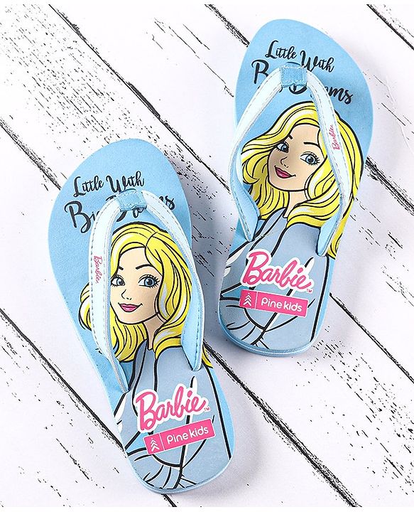 Pine Kids EVA Flip Flops Barbie Print - Blue